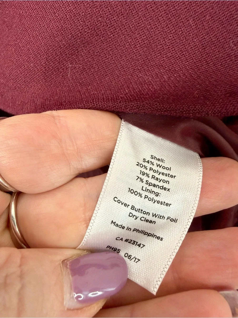 Talbots Wine-Red Wool Blend Blazer with Gold Buttons